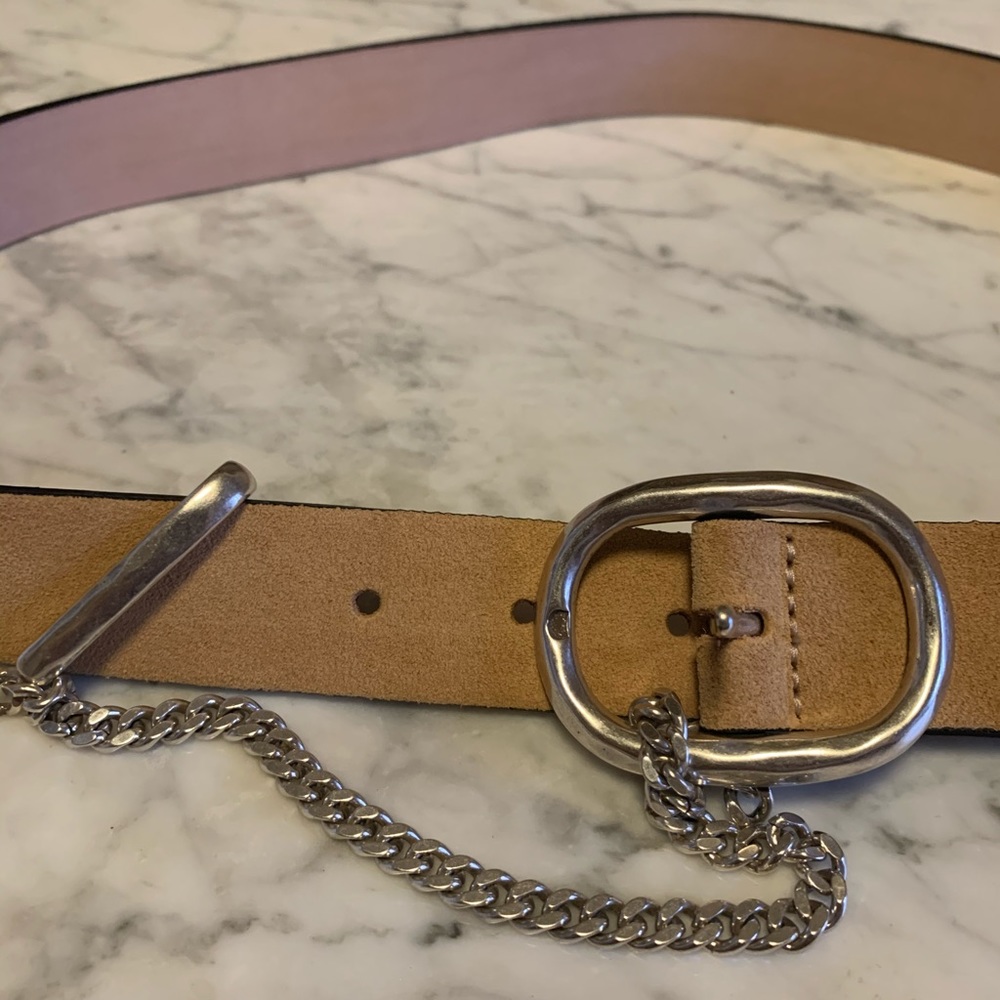 Rag & Bone “Wingman” Suede Belt, M, ALMOND